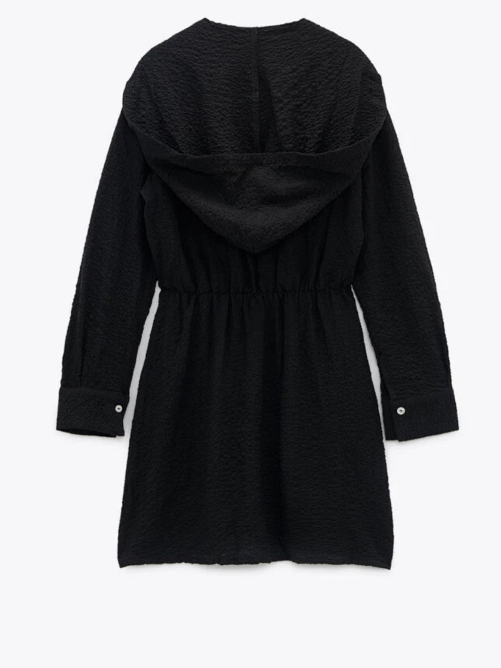 Zara Textured black hooded mini dress XS - Picture 4 of 9